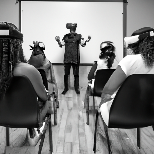 A futuristic virtual reality classroom experience.