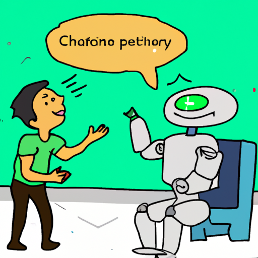 A person engaging in a lively conversation with a robot, symbolizing the potential to earn money through ChatGPT.
